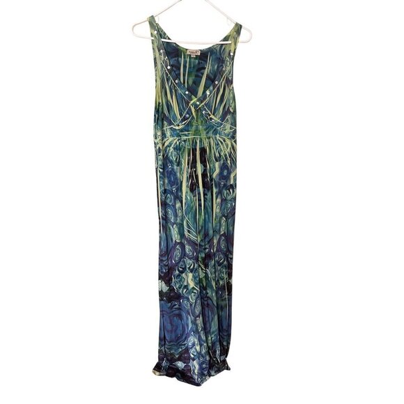 Oneworld  Sleeveless Maxi Dress M Tropical Beachy Vacation Resort Boho - Picture 1 of 10